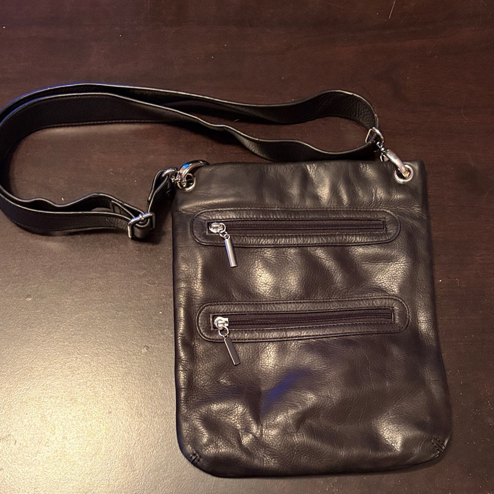Black Leather Margot Crossbody Bag